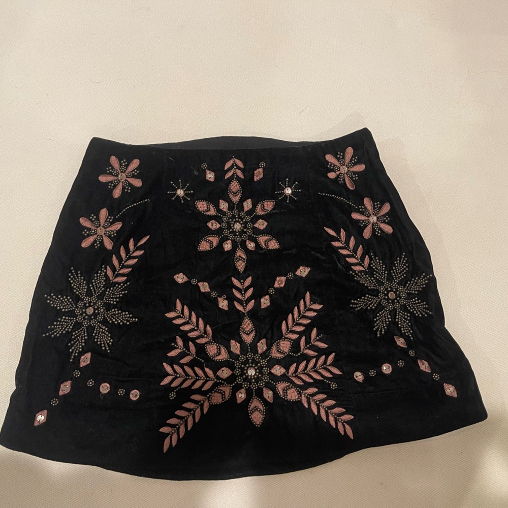 Free People black velvet mini skirt